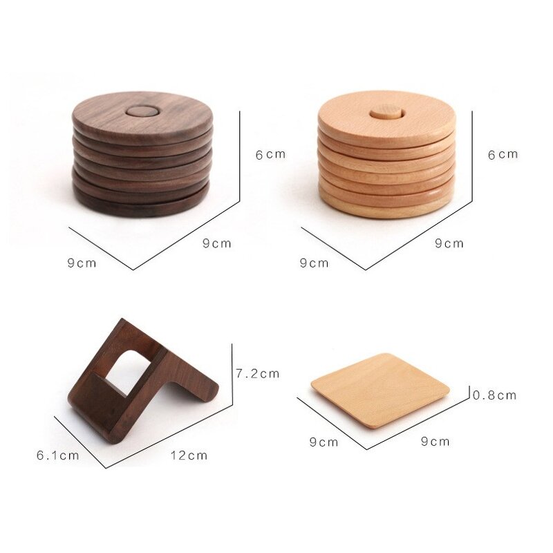 Wood Coasters Set Manufacturer - OEM Custom Mini Natural Wood Round Square
