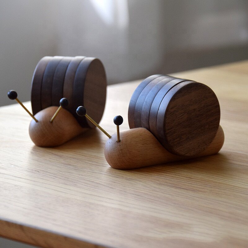 Wood Coaster Set Manufacturer - OEM Custom Creative Cute Snails Shaped