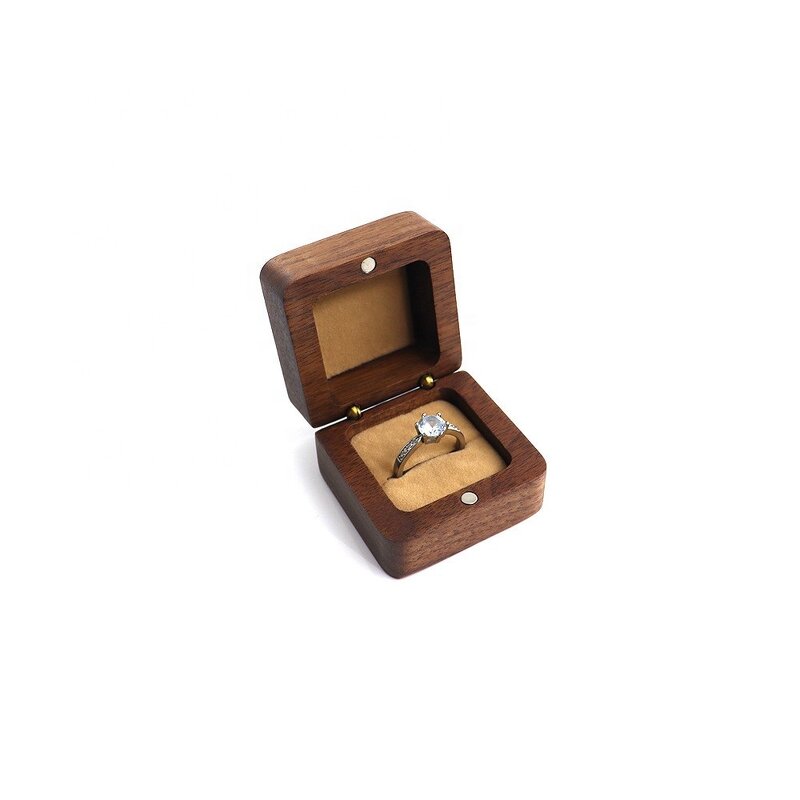 Ring Box Manufacturer - OEM Custom Square Shaped Wood Single
