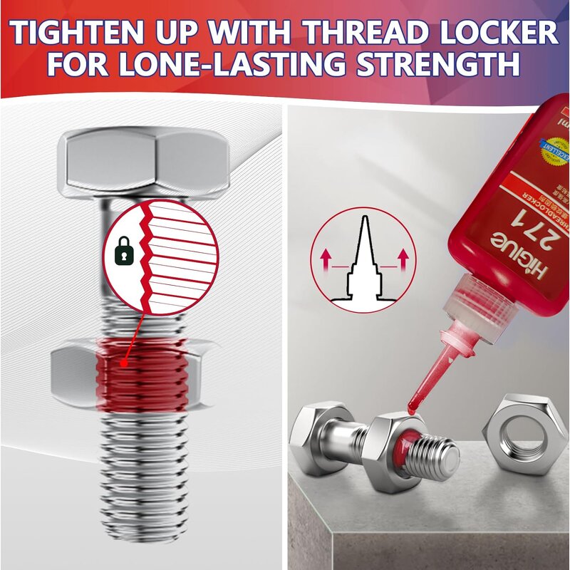 Thread Sealant Manufacturer - High Strength Red 50ml for Bolt Nut Sealing