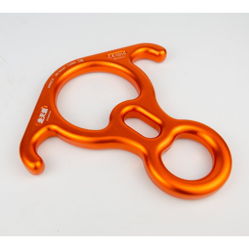 Figure Descender Supplier - Orange Custom Logo Climbing Rope Gear