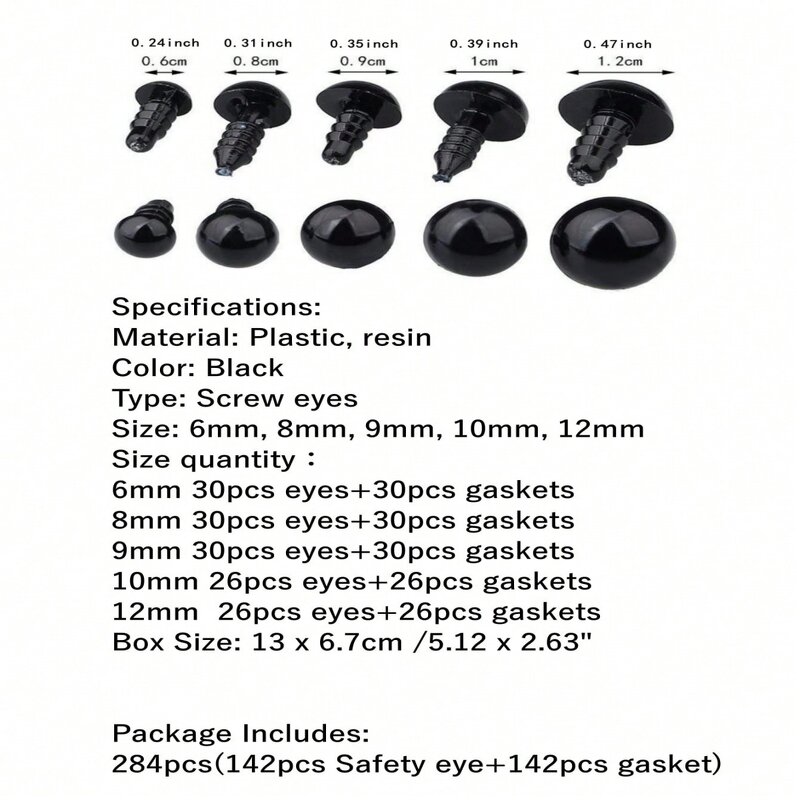 Plastic Safety Eyes Manufacturer - OEM Custom 142pcs 6-12mm with Gaskets