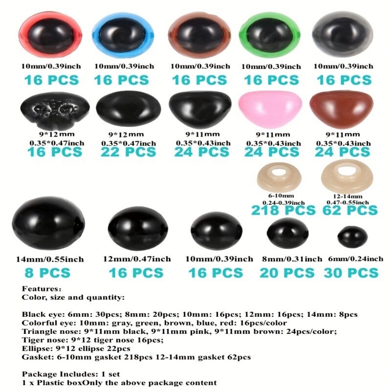 Safety Eyes Manufacturer - OEM Custom 560Pcs Black/Color Toy Box Teddy Bear