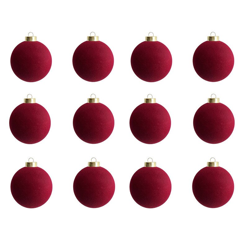 Christmas Ball Manufacturer - OEM Custom High Quality Wine Red Flocking