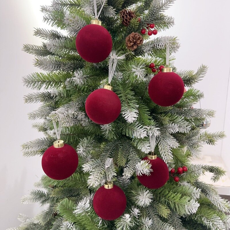 Christmas Ball Manufacturer - OEM Custom High Quality Wine Red Flocking