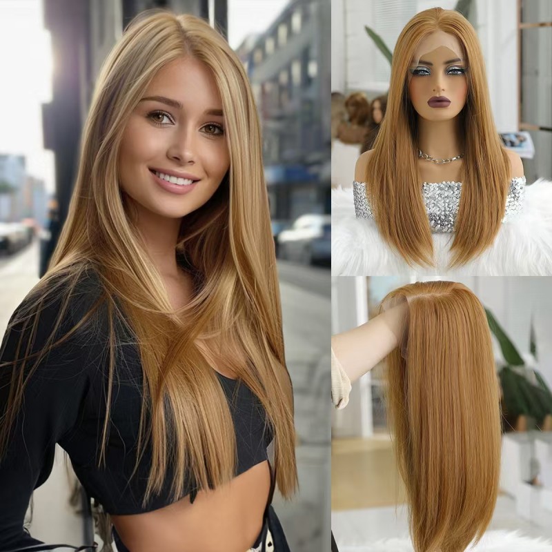 Large Area 13*6 Hand-Woven Futura Lace Wig Long Straight Hair with Freestyle Parting Small Cap Size Middle Part Lace Front Wigs