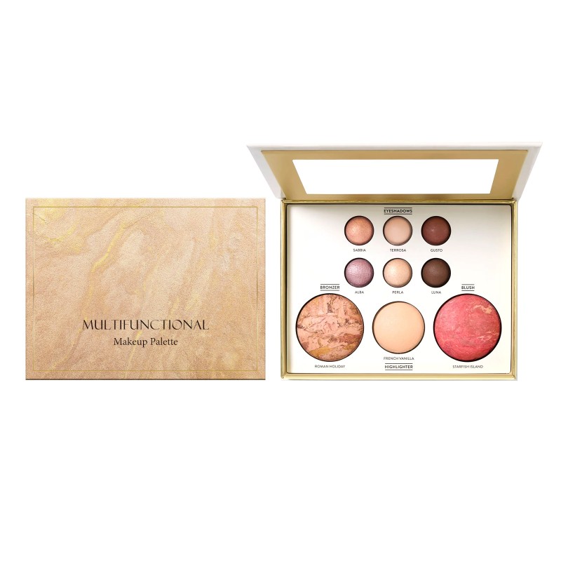 Gold-Plated Comprehensive Color Makeup Plate High-Gloss Silkworm Brightening Eye Shadow Blush Multi-Use Color Makeup