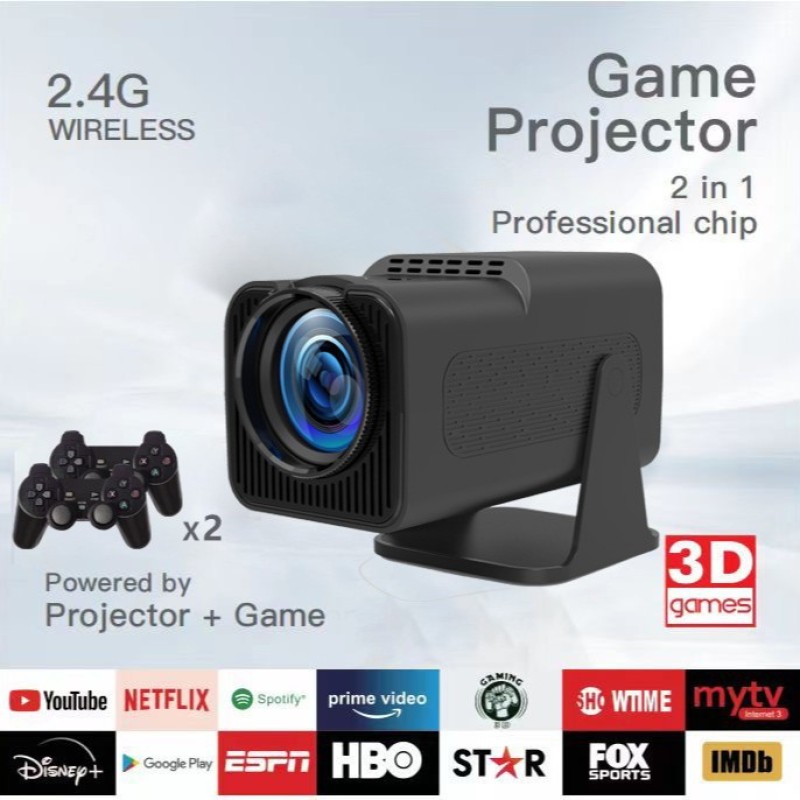 HY320pro Portable Android & WiFi Projector with F600 HD Gamepad 2K Resolution for Gaming Factory Direct CRT Style