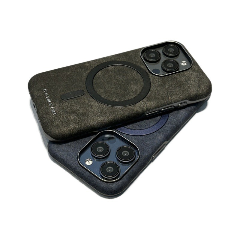 All-Inclusive 16promax Suede Electroplated Leather Case for iPhone15 Business Men's Cover for Apple Mobile Phones