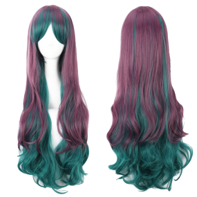 Women's 32\" Long Pink Synthetic Wig Wavy Multi-Color Halloween Lolita Wig Deep Wave Cosplay Party Wholesale Supply Transparent