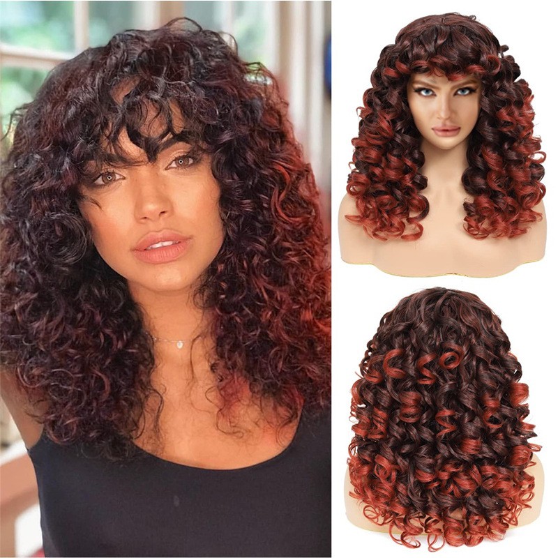 European American Small Kinky Curls Women's High-Temperature Silk Rose Net Wigs New Foreign Trade Product African Headgear