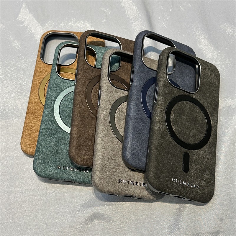 All-Inclusive 16promax Suede Electroplated Leather Case for iPhone15 Business Men's Cover for Apple Mobile Phones