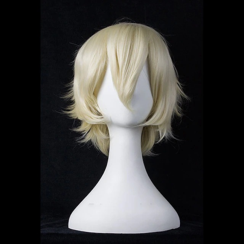 Universal Anti-Curl Short Straight Black Wig 14-Inch Full Headgear Transparent Lace High-Temperature Fiber High for Anime