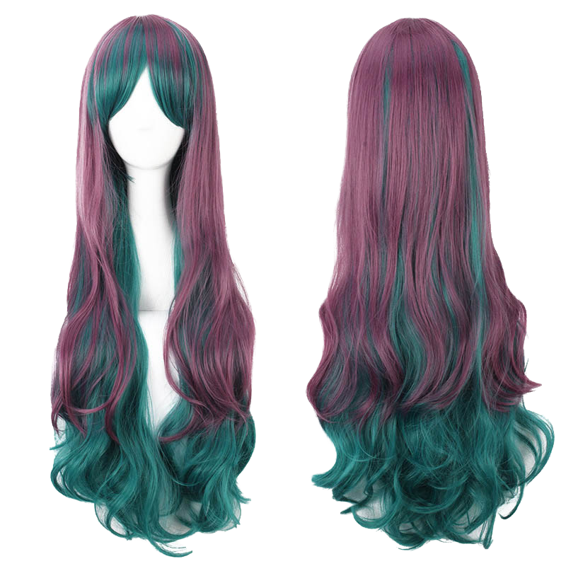 Women's 32\" Long Pink Synthetic Wig Wavy Multi-Color Halloween Lolita Wig Deep Wave Cosplay Party Wholesale Supply Transparent
