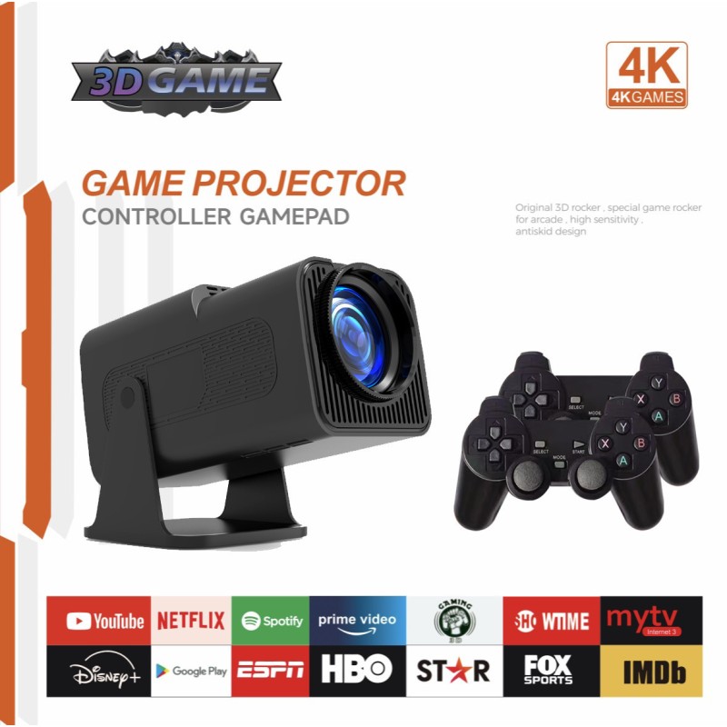 HY320pro Portable Android & WiFi Projector with F600 HD Gamepad 2K Resolution for Gaming Factory Direct CRT Style