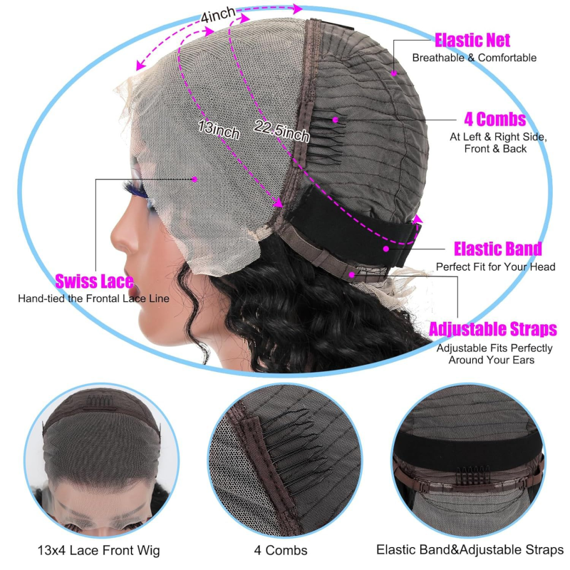 13*4 Lace Front Transparent Remy Wig Deep Wave Kinky Texture Straight Style 12A Cross-Border Hot Sale New Collection Loose Style