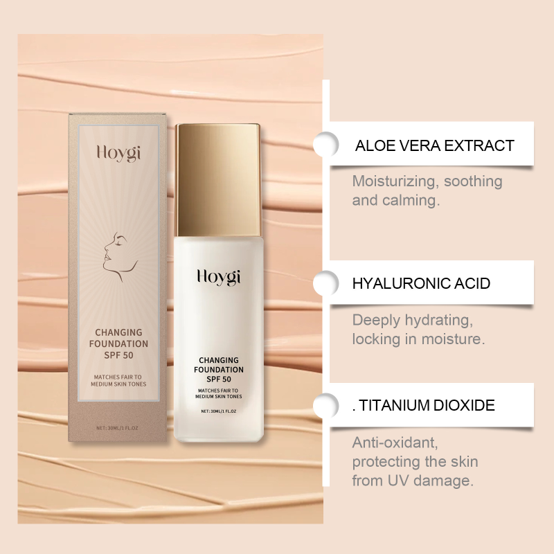 Hoygi Lightweight Matte Liquid Foundation Protective Concealer for Oily or Dry Skin Mildly Moisturizing with Soothing Effect