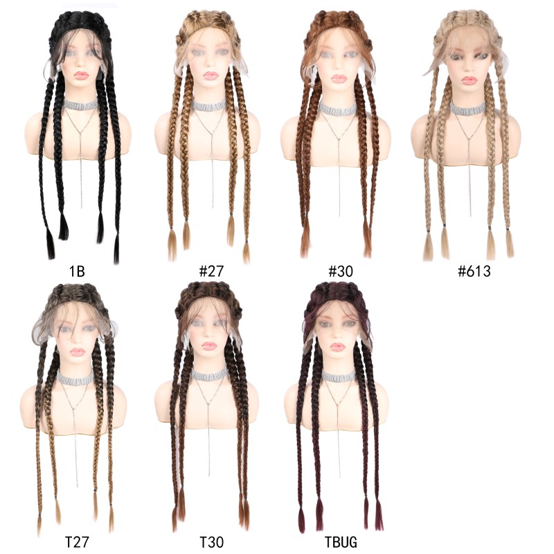 Foreign Trade Synthetic Fiber Wig Synthetic Braided Lace Front Wig Fishbone Braid Cap