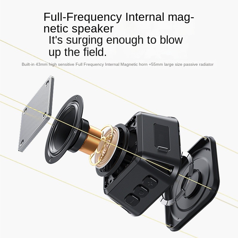 High Volume Mini Speaker with 5.3 Magnetic Subwoofer Wireless Outdoor Home Audio Bass & Karaoke DC Power Packaged in Box