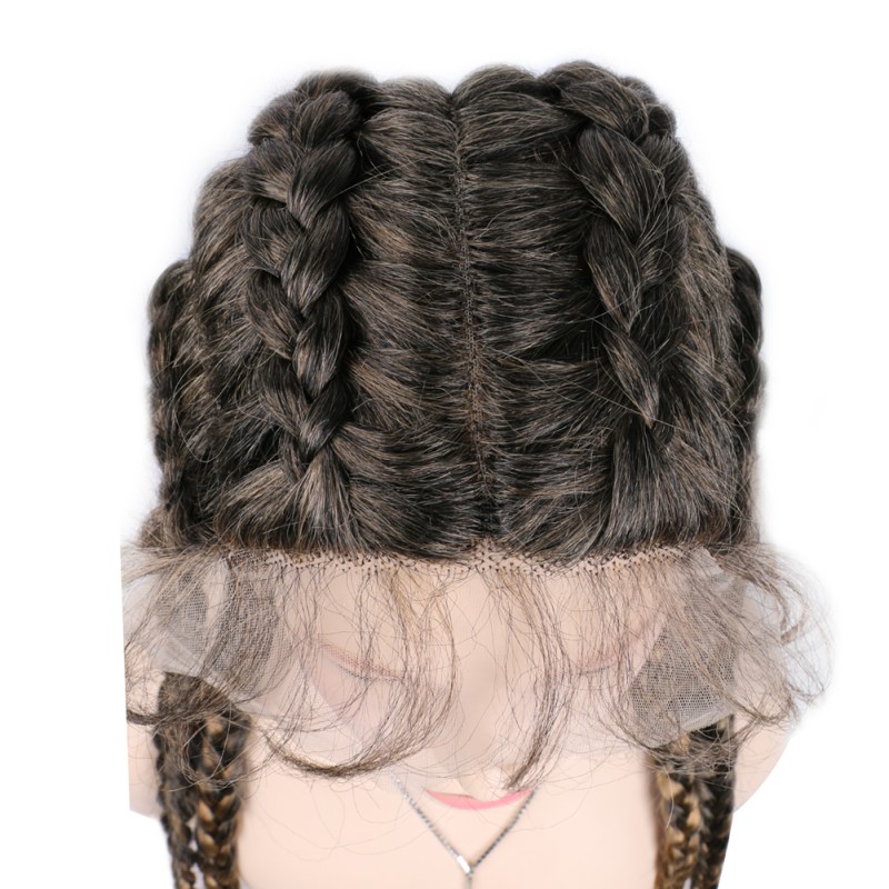 Foreign Trade Synthetic Fiber Wig Synthetic Braided Lace Front Wig Fishbone Braid Cap