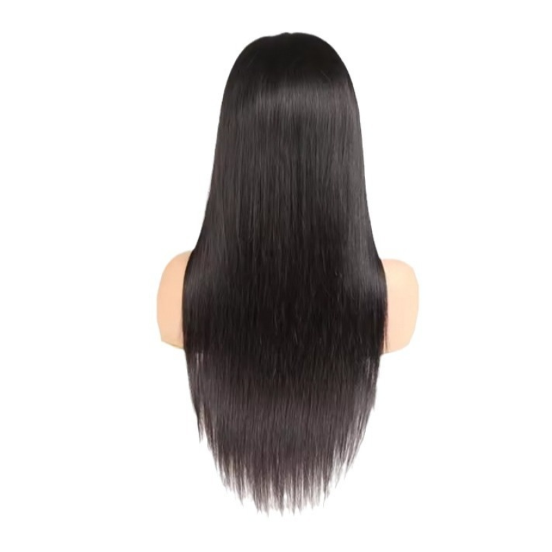 European American Small Cap Size Hot Sale Long Straight Natural Black Wig Real Human Raw Hair