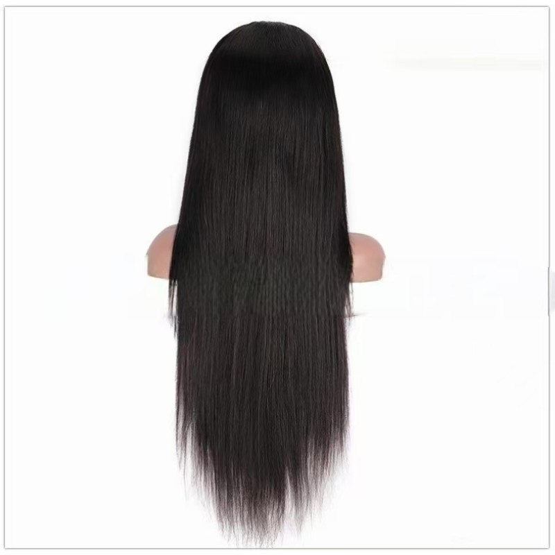 European American Small Cap Size Hot Sale Long Straight Natural Black Wig Real Human Raw Hair