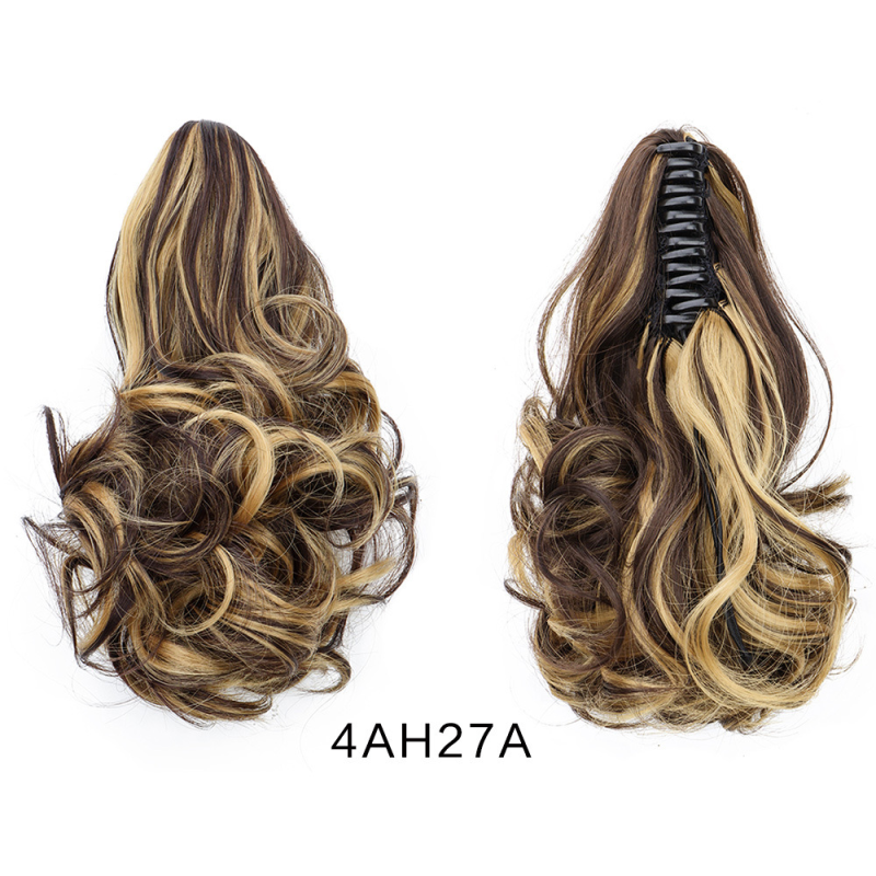 Women's Wig European American Style Short High Ponytail Pear Blossom Curls Large Claw Clip-Synthetic High Temperature Fiber