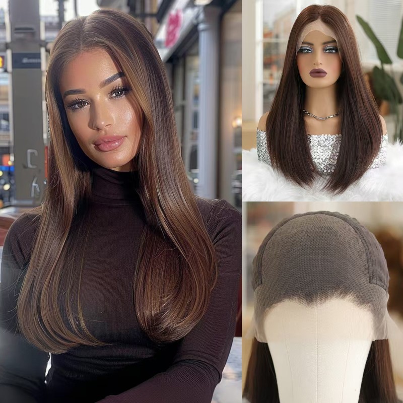 Large Area 13*6 Hand-Woven Futura Lace Wig Long Straight Hair with Freestyle Parting Small Cap Size Middle Part Lace Front Wigs