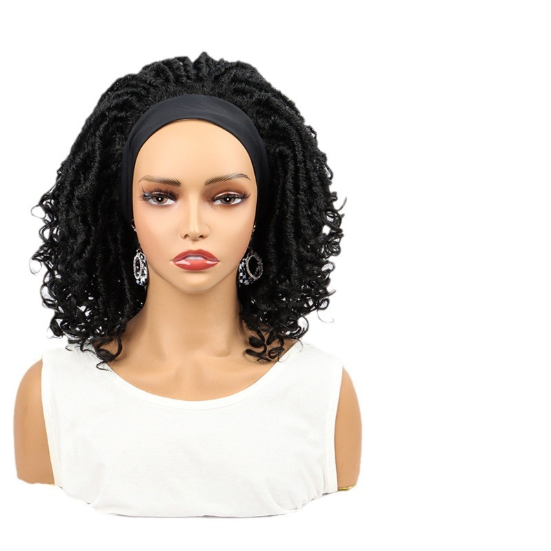 Adjustable Female Synthetic Crochet Wig with Transparent Lace Twisted Curly Hairdo Goddess Artificial Headgear