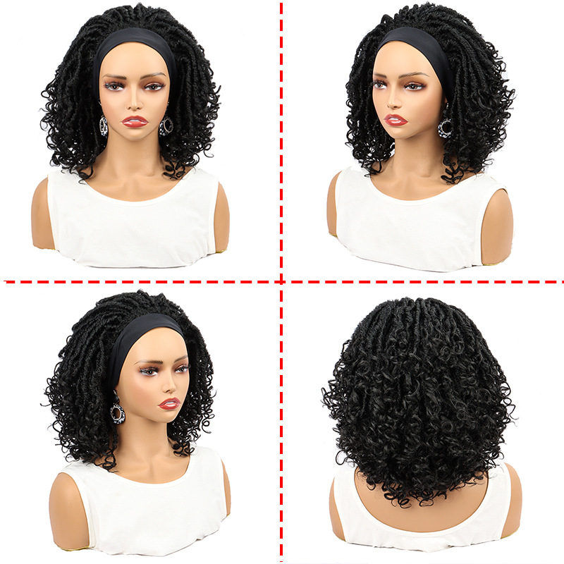 Adjustable Female Synthetic Crochet Wig with Transparent Lace Twisted Curly Hairdo Goddess Artificial Headgear