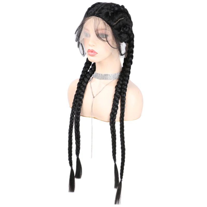 Foreign Trade Synthetic Fiber Wig Synthetic Braided Lace Front Wig Fishbone Braid Cap