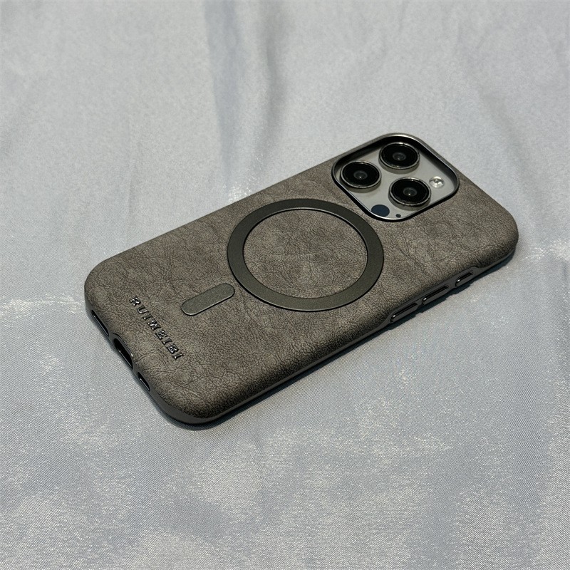 All-Inclusive 16promax Suede Electroplated Leather Case for iPhone15 Business Men's Cover for Apple Mobile Phones