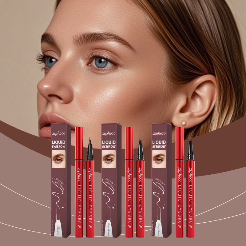 Zephoco Double Fork Liquid Eyebrow Pen Series Natural Three-dimensional Wild Eyebrow Pen for Beginners Mineral Eye-nourishing