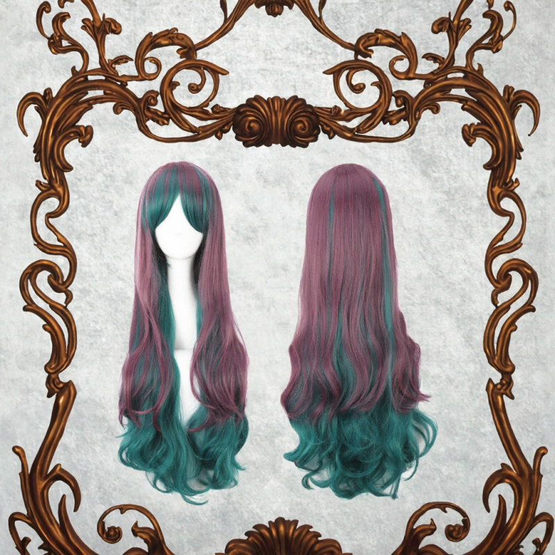 Women's 32\" Long Pink Synthetic Wig Wavy Multi-Color Halloween Lolita Wig Deep Wave Cosplay Party Wholesale Supply Transparent