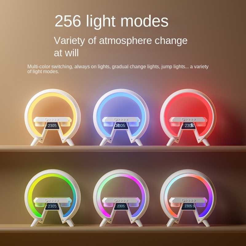 Big G RGB LED Wireless Speaker 5W Output Mobile Phone Wireless Charging Clock Nightlight Multifunctional Audio Battery Display