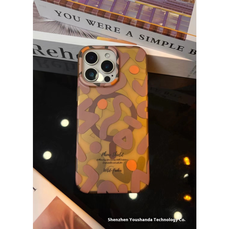 For iPhone 16 Pro Max Graffiti Frosted Magnetic Suction Case Fashionable Brand All-Inclusive Protective Cover PC Mobile Phone Ca