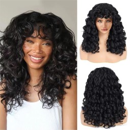 European American Small Kinky Curls Women's High-Temperature Silk Rose Net Wigs New Foreign Trade Product African Headgear