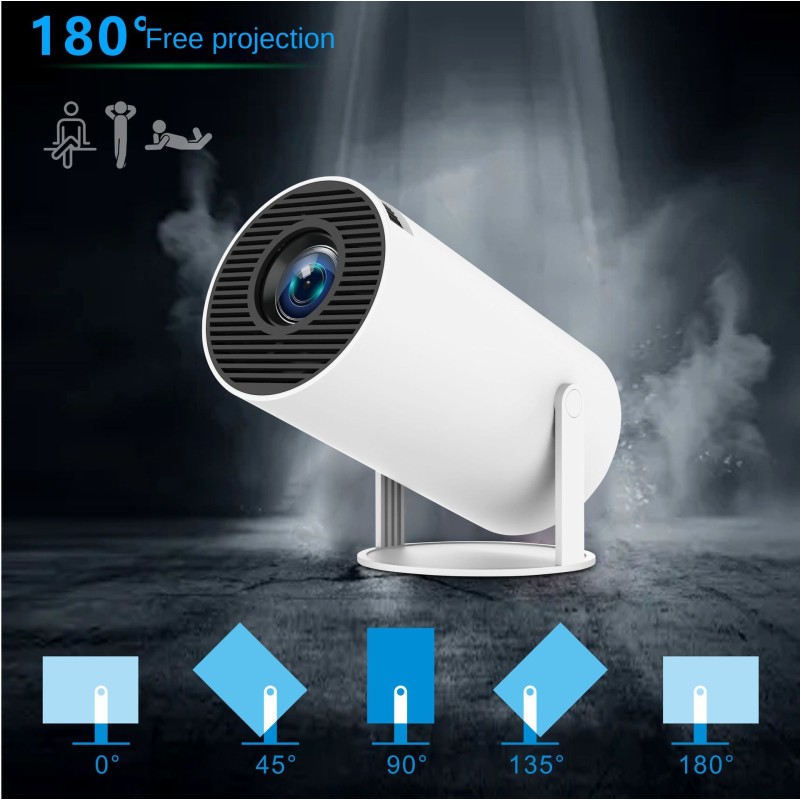 HY300Pro Android 11 Smart Projector Wireless Connectivity 3D Capability LCD & LED Lights for Camping Families