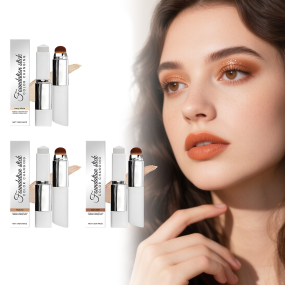 2-in-1 Cream Foundation Stick Color-Changing Mineral Makeup Lightweight Natural Fit for Oily & Dry Skin Matte Clear Coverage