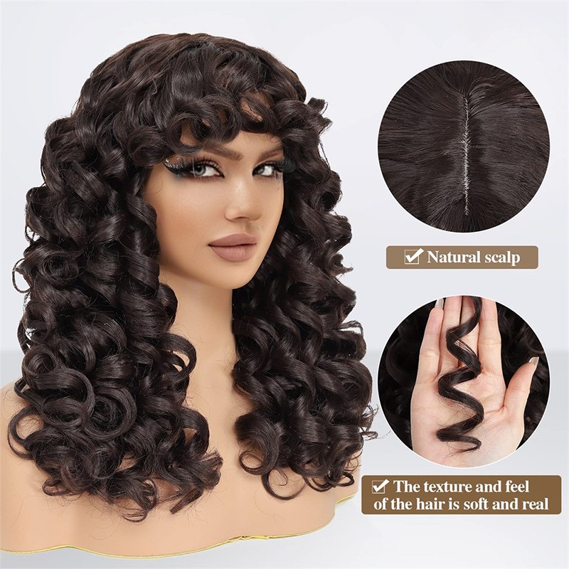European American Small Kinky Curls Women's High-Temperature Silk Rose Net Wigs New Foreign Trade Product African Headgear