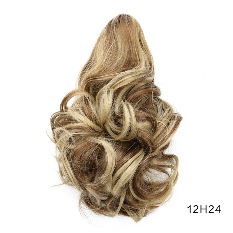 Women's Wig European American Style Short High Ponytail Pear Blossom Curls Large Claw Clip-Synthetic High Temperature Fiber