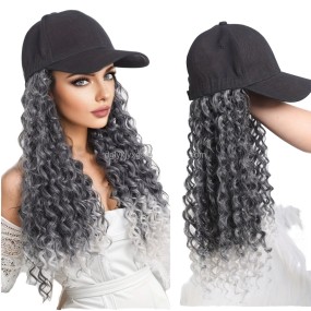 European American Women's Long Synthetic Wig with New Baseball Cap Style Straight or Curly Hair for Daily Wear