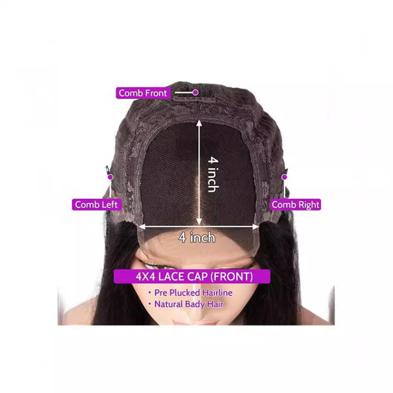 Ready for Delivery Brazilian Remy Hair Wig Natural Color Short Straight Bob with Small Cap Transparent Lace Front