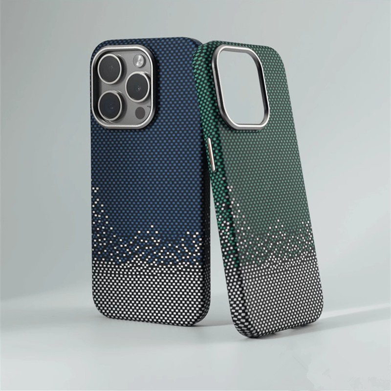 Ultra-Thin All-Inclusive 16 Pro Max Carbon Fiber Print Magnetic Phone Case Drop-Resistant Protective Case for iPhone 8 Plus