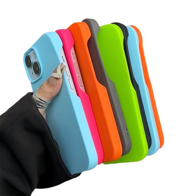 Solid Color Silicone Protective Case for iPhone 16 Pro for Samsung Models Soft Phone Grip Frosted Design Hollow Mobile Phone Cas