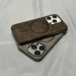 All-Inclusive 16promax Suede Electroplated Leather Case for iPhone15 Business Men's Cover for Apple Mobile Phones