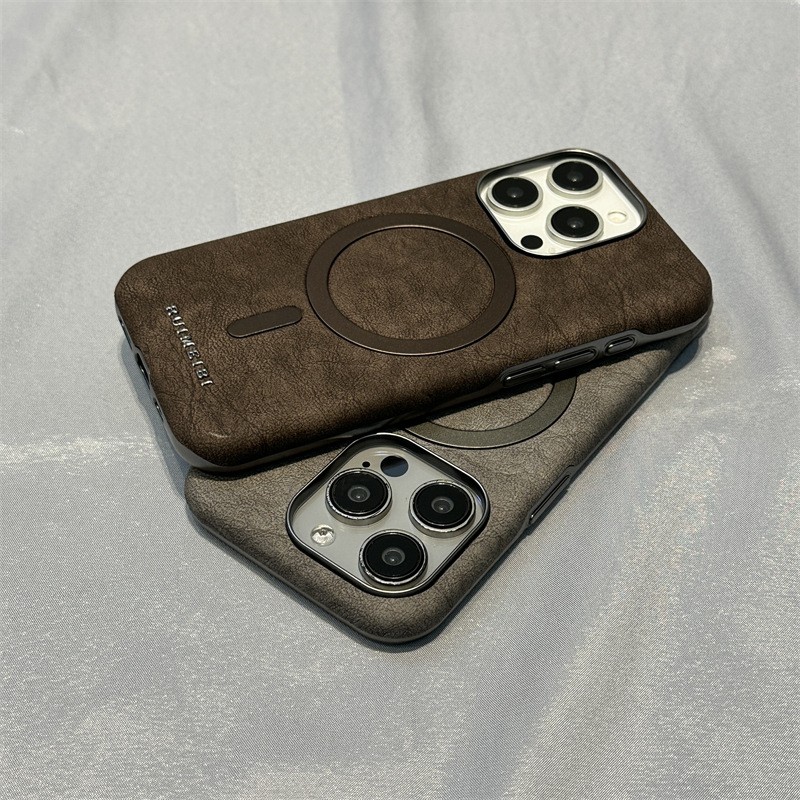 All-Inclusive 16promax Suede Electroplated Leather Case for iPhone15 Business Men's Cover for Apple Mobile Phones