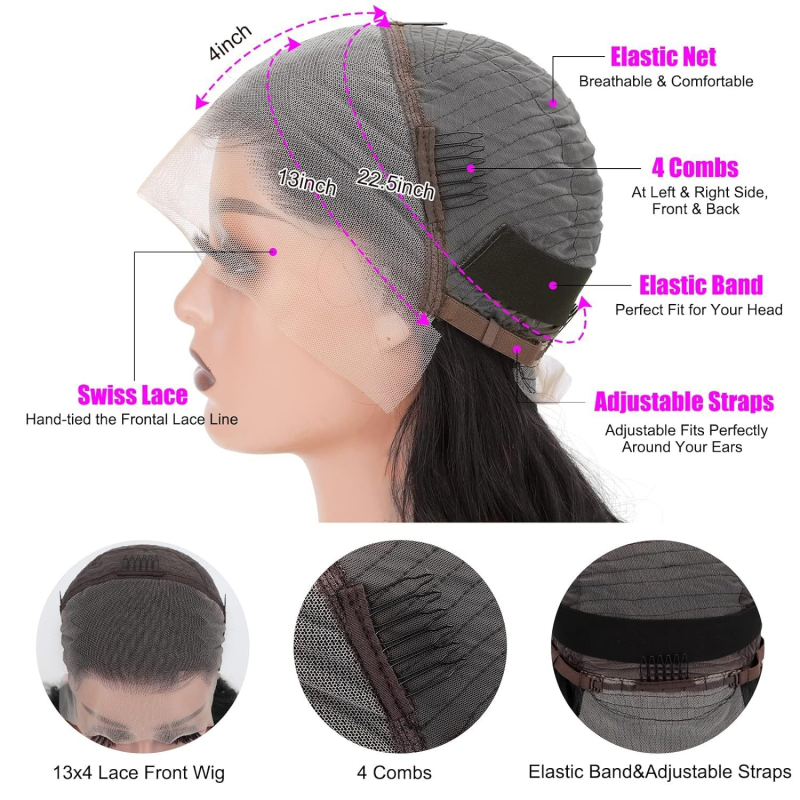 European American Large Wavy Headgear European American Cross-Border Wholesale Full Head Natural Black Lace Front Wig  Hot