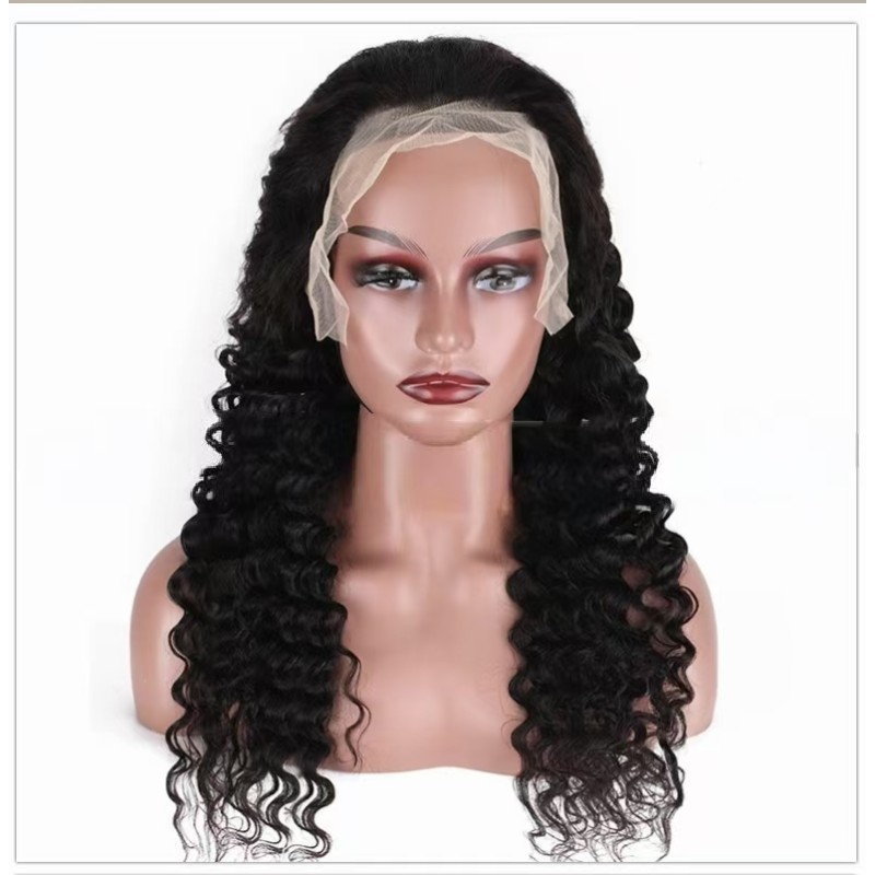 13*4 Lace Front Transparent Remy Wig Deep Wave Kinky Texture Straight Style 12A Cross-Border Hot Sale New Collection Loose Style