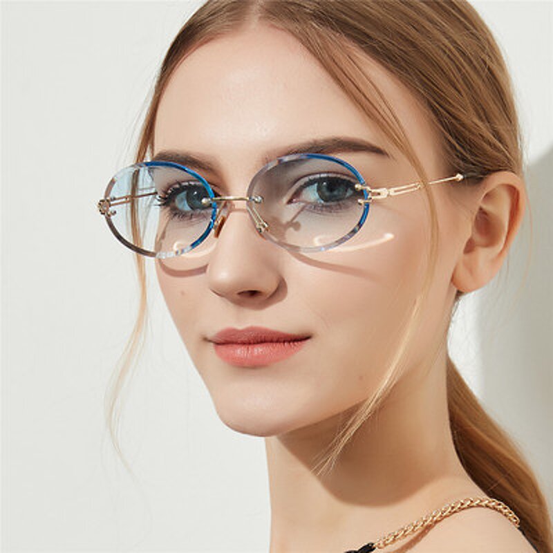 Rimless Sunglasses Manufacturer - OEM Custom High End Oval Women 2020 Vintage